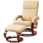 Beige Massage Recliner Chair w/ Ottoman & Remote